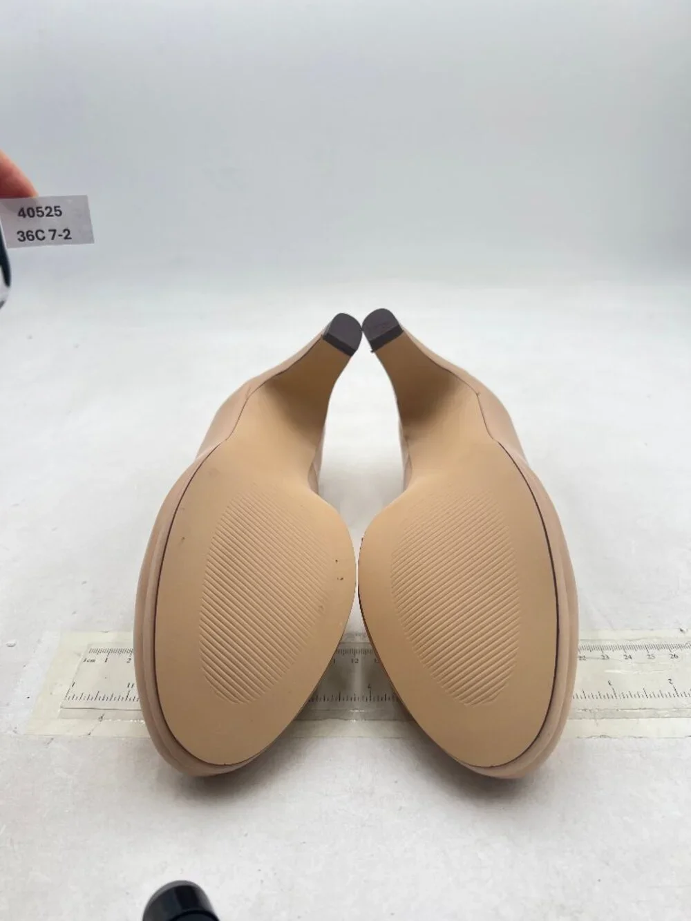 miss left Apricot Low Platform Chunky High Heel Slip On Closed Round Toe Pump